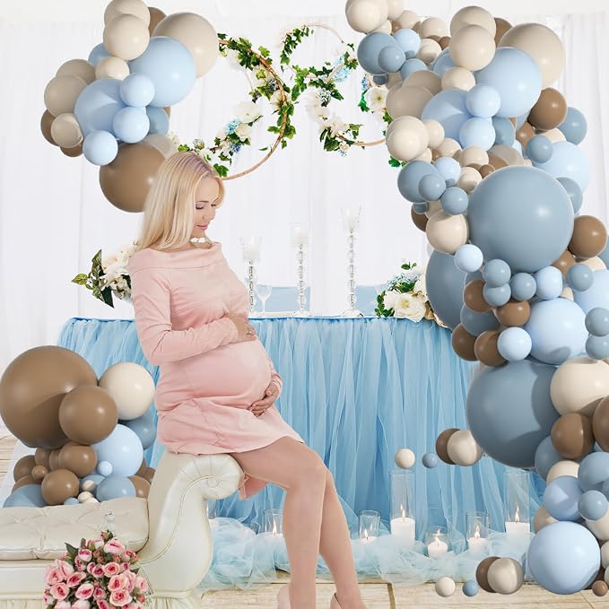 136pcs Dusty Blue & Brown Balloon Arch Kit – 18/12/10/5 Inch Balloons | Balloons - Image 5