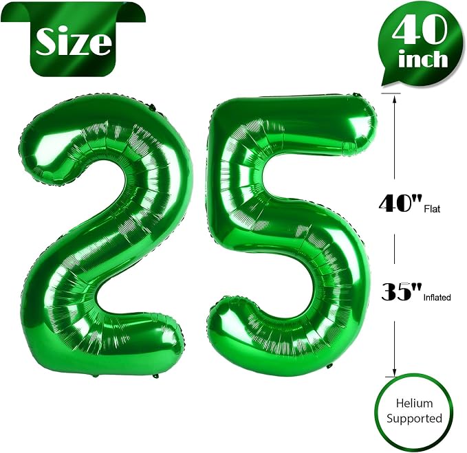 Green Number 25 Balloon 40 Inch - Image 5