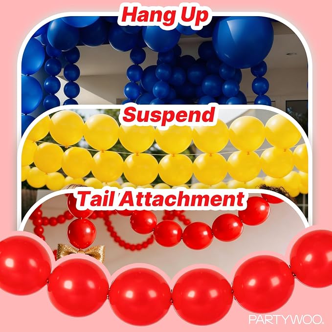 PartyWoo Rainbow Linking Balloons 100pcs 12 Inch Multicolor Link Balloons | - Image 6