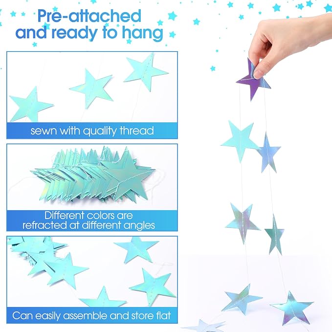 Patelai Glitter Star Garland Banner 2026 Graduation Decor 130 Feet Star Hanging - Image 2