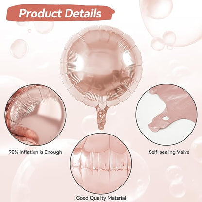 20PCS 18 Inch Round Foil Balloon, Rose Gold Round Shaped Balloons, Round Shape - Image 3