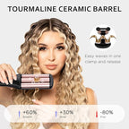 janelove 4 in 1 Hair Crimper, Hair Waver, Beach Waves Curling Iron Create 4 Types of Waves 0.75 & 1 & 1.1& 1.25 Inch, for Water/Mermaid/Beach/Deep defned Waves, 4 Temps with LED Display
