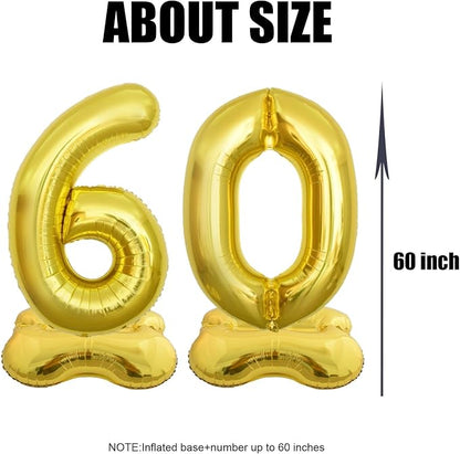 65 Inch Giant gold Foil Number Balloon, Old Children's Birthday Party Helium - Image 3
