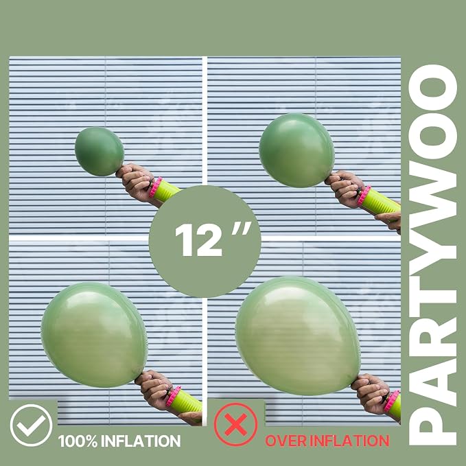 PartyWoo Pink and Green Balloons 66pcs Metallic Green Dusty Pink Balloons | - Image 6
