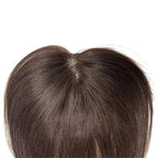 Anemone No Clips Human Hair Topper Piece Fringe Bangs for Women Wrap-Around Magic Paste with Invisible Lace for Natural Hair Loss Coverage (Dark Brown Lace Mid Bangs)