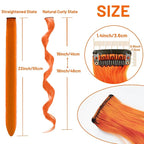 16 Pcs Colored Hair Extensions Curly Wavy Clip in Synthetic Hairpiece Streak for Girls Women Kids, Colorful Christmas New Year Party Highlights Cosplay Festival Gift(Orange)