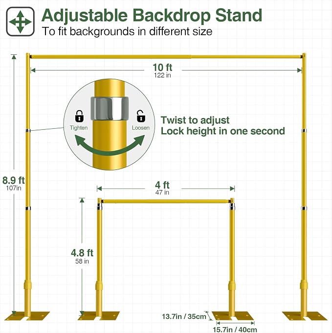 EMART 8.9x10ft Heavy Duty Backdrop Stand Frame - Image 7