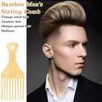 4 Pcs Bamboo Afro Hair Pick Comb Set Natural Anti-Static Picks Wide Tooth Detangling Combs for Men Women with Thick Curly Hair