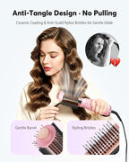 Dual Voltage Travel Blow Dryer Brush, Mini Hair Dryer Brush with Auto 100–240V, EU/UK Plug Ready, 4-in-1 Compact Hot Air Brush Lightweight, Ionic for Smooth & Voluminous Hair Anywhere