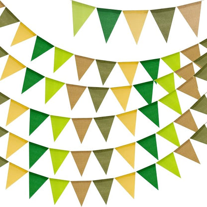 G2PLUS Pre-Strung Burlap Pennant Banner, 65Ft Sage Green and Yellow Triangle by G2PLUS