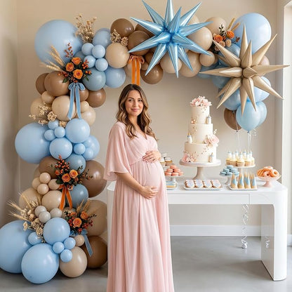 Blue and Brown Balloons, 12 Inch Macaron Blue Nude Brown Latex Balloons - Image 4