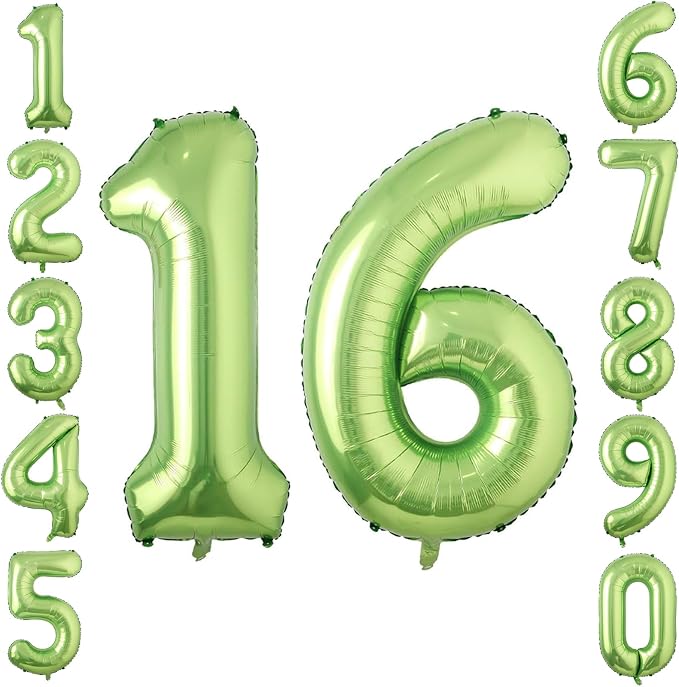 Light Green Number 16 Balloon 40 Inch, Shiny Foil Sweet 16 Party Supplies | by Unknown