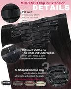 Moresoo Seamless Clip in Hair Extensions Ombre Black to Burgundy Seamless Hair Extensions Clip ins Human Hair Balayage Black to Red Wine PU Weft Human Hair Clip in Extensions 7pcs 120g 18inch