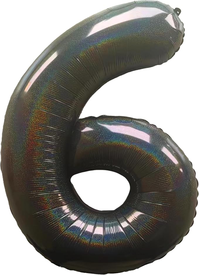 Jonhamwelbor 40 Inch Laser Black Number 6 Balloon Foil Mylar Giant Balloon by Jonhamwelbor
