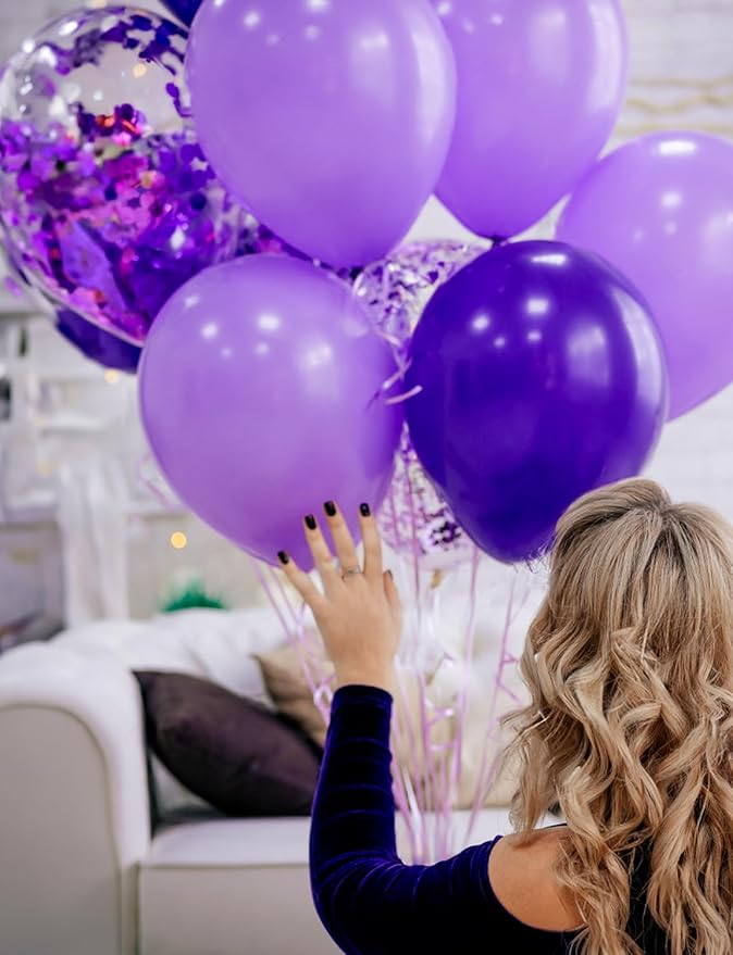 Purple and White Balloons, 12 Inch Graduation Balloons, Lavender Lilac Balloon - Image 3