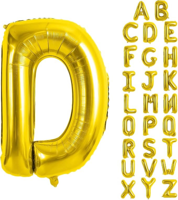Gold Letter Balloons 40 Inch Large Letter D Balloon Aluminum | Foil Mylar Big by YUNSHANGMO