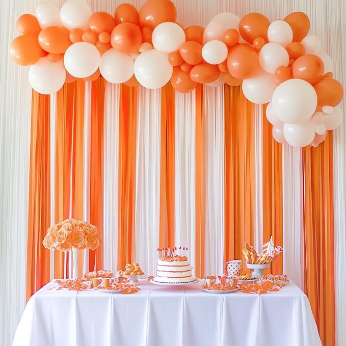 6 Orange Streamers with White, 492ft Pack of Crepe Paper Party Decorations | - Image 2