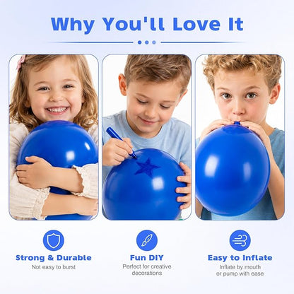Royal Blue Balloons, 12 Inch Dark Blue Latex Party Balloon | 30 Pack Navy Blue - Image 3