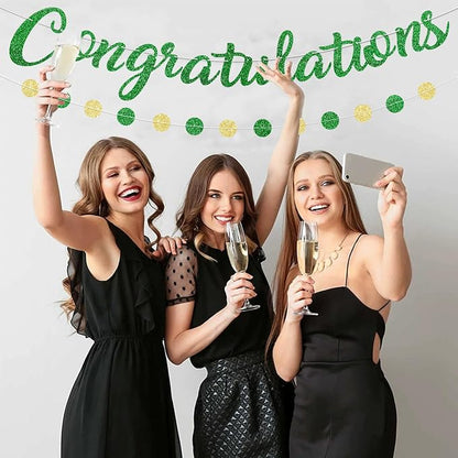 Green Congratulations Banner Sign Prestrung Congrats Banner Garland - Image 5