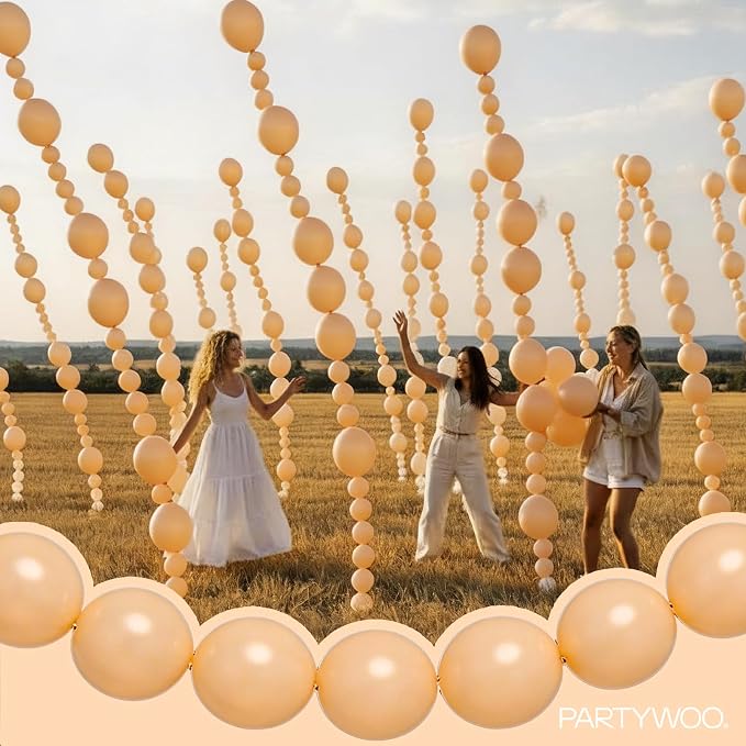 PartyWoo Nude Linking Balloons 100pcs 6 Inch Beige Tan Link Balloons | - Image 7