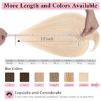 SEGO 100% Real Human Hair Toppers, with Air Bangs, Silk Base 150% Density, Clip in Topper, 2.7”x5.1”, HairPieces for Women, with Thinning/Hair Loss Cover Gray