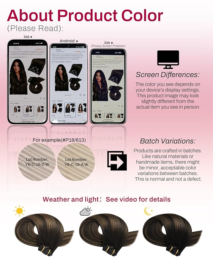 Moresoo Clip on Hair Extensions Human Hair Ombre Dark Brown Mixed with Chestnut Brown Balayage Clip in Human Hair Extensions Double Weft 7pcs 150g 24Inch