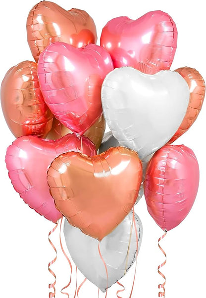 KatchOn White and Pink Heart Balloons 18 Inch, Heart Shaped Balloons by KatchOn