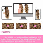 ALXNAN Ponytail Extension,24 Inch Claw Clip in Long Curly Wavy Dark Ash Blonde with Golden Ends Ponytail Hair Extension Jaw Clip on Pony Tails Hairpiece for Women
