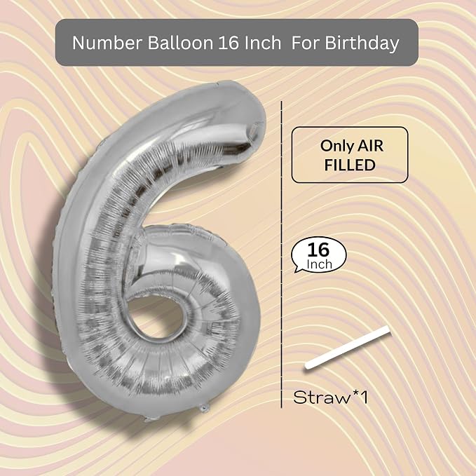 Red Number Balloon 6 Mylar Foil Balloons 16 inch - Image 8