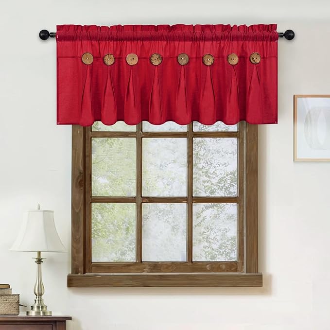 Farmhouse Valance Curtains, Boho Cotton Linen Kitchen Valance, Country Rod - Image 2