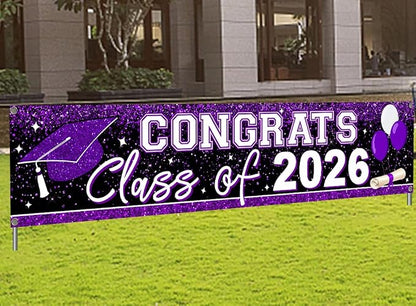 Graduation Decorations 2026 Yard Sign Large Class of 2026 Banner Purple | by mokejaparty