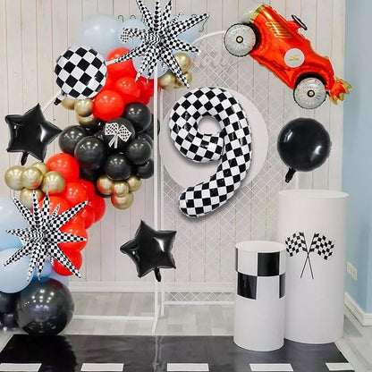 TONIFUL 9th Birthday Balloons Kit 40 Inch Checkered Number 9 Foil Balloon | - Image 6