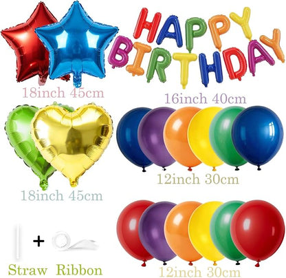 27 PCS Happy Birthday Balloon, Birthday Decorations 3D Foil Happy Birthday - Image 3