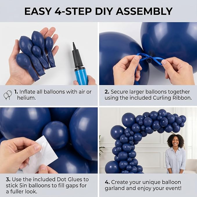 102pcs Navy Blue Balloons Garland Arch Kit, 18 12 10 5 Inch Balloons | Balloons - Image 3