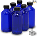 DIDITIME 2 oz Shot Bottles with Caps & Stainless Steel Funnels, Juicing Bottle Reusable Glass, 60ml Small Jars with Lids for Potion, Ginger Shots, Oils, Juice (Cobalt Blue, 6-pack)