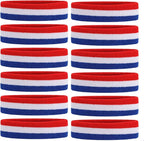 ONUPGO Sweatband Headbands for Men & Women -12PCS Sports Headbands Moisture Wicking Athletic Cotton Terry Cloth Headband for Tennis,Basketball,Football,Gym,Working Out