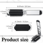 Nuenen 4 Pcs Folding Hair Brush with Mirror Portable Mini Hair Brush Small Compact Pocket Comb for Family Travel Car Gym Wig Bag Purse Gift Women (Silver)