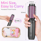 Cordless Curling Iron Brush, 2024 New Portable Travel Curling Iron Mini Brush for Women, 7000Mah USB Rechargeable Curling Wand Brush with Negative Ion, Gray