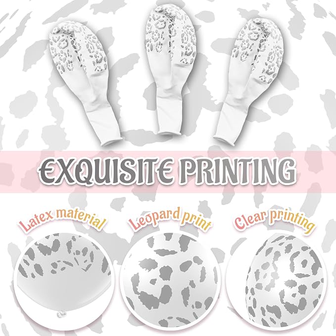 Gejoy 36 Pcs Cheetah Balloons Silver Leopard Print Balloons 12 Inch Spots Latex - Image 7