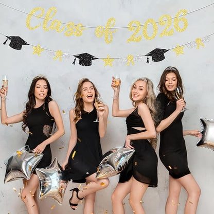 Class of 2026 Banner Gold Graduation Decorations Prestrung 2026 Graduation - Image 6