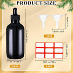 Dandat 50 Pack 4 oz Glass Dropper Bottles Leakproof 120 ml Glass Tincture Bottles with Eye Droppers, 4 Funnels, 54 Labels for Essential Oil Perfumes Hair Oil(Black)