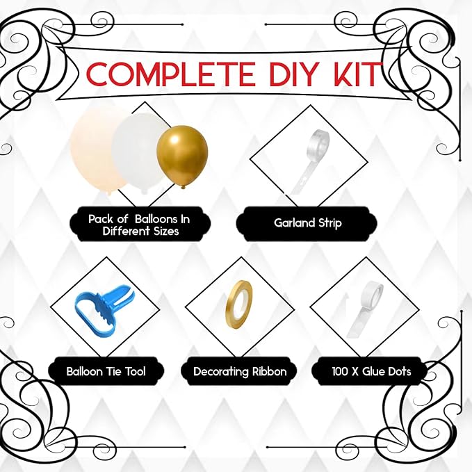 Archloon White Sand Gold Balloons Garland Arch Kit - Image 4