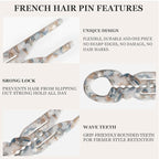Sunolga 6pcs Prestige French Hair Pins for Women, 4.38" Large, Serrated Anti-Slip Design, Curved Shape for Better Head Fit, Coquette Elegant Hair Accessories for Updos, Chignon, Bun Hairstyles