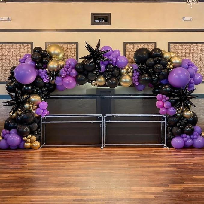 Purple and Gold Balloons, 12 Inch Purple Black and Sand Gold Balloons - Image 5