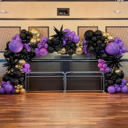 Purple and Gold Balloons, 12 Inch Purple Black and Sand Gold Balloons - Image 5