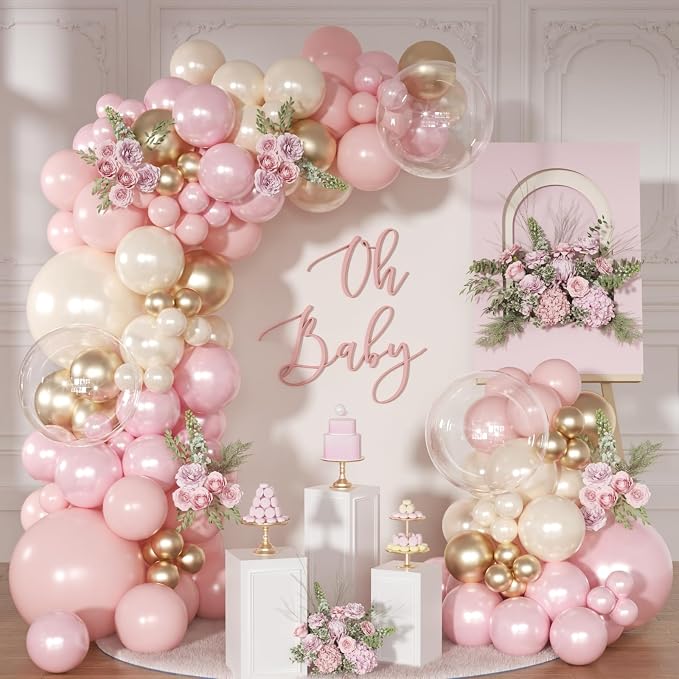 Pink and Gold Balloon Arch Kit Pearl Pink Balloon Garland Kit | 126Pcs Pastel by NUTTYBASH