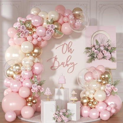 Pink and Gold Balloon Arch Kit Pearl Pink Balloon Garland Kit | 126Pcs Pastel by NUTTYBASH