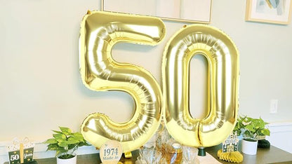 5 Balloon Number 40 Inch Light Gold Balloons - Image 2