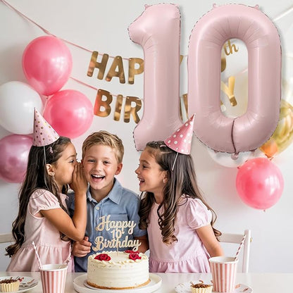 Pastel Pink Balloons Number 10, 40 Inch Foil Number 1 & 0 Balloons - Image 4