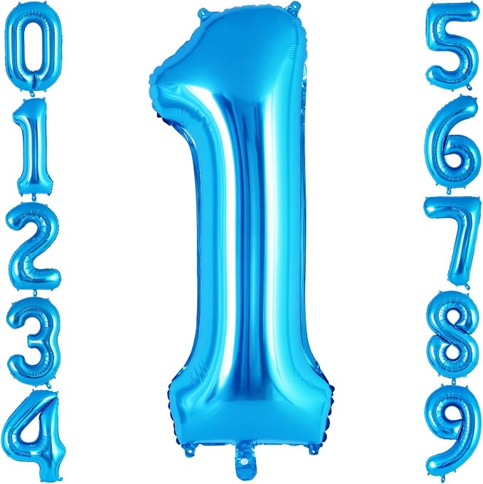 Blue Number 1 Balloon 40 Inch, Big Large Foil Helium Number Balloons, Jumbo by AIQINHU